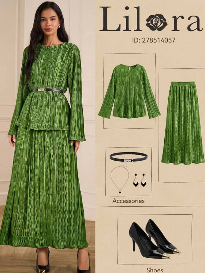 Traje elegante de color verde